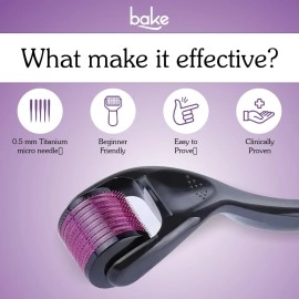 BAKE Derma Roller 0.5mm for Hair Growth with 540 Titanium Alloy Needles | Promotes Beard & Hair Growth & Reduces Acne Scars | For Face & Hair