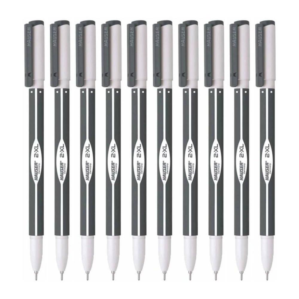 Hauser Germany 2 XL Fine Tip Ball Pen | 2-XL Writing Length with Jumbo Refill | Minimalistic & Aesthetic Body Design | Black Ink, Pack Of 10
