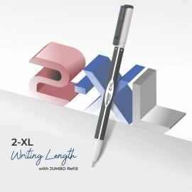 Hauser Germany 2 XL Fine Tip Ball Pen | 2-XL Writing Length with Jumbo Refill | Minimalistic & Aesthetic Body Design | Black Ink, Pack Of 10