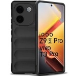 TheGiftKart Liquid Silicon Back Cover Case for iQOO Z9s Pro 5G / Vivo T3 Pro 5G | Shockproof Military Grade Protection | Micro-Fibre Cloth On Inner Side | Anti-Slip Grip Back Cover Case (TPU, Black)