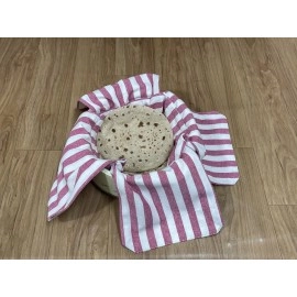 Glus Cotton Set of 2 Double Layer Roti Clothes Wrap with Flaps Casement Cotton Cloth for chapati for hot case Kitchen Chapati Cloth wrap roti Cloth,Colour: Red Stripe,Blue Stripe (Cotton, Blue & Red)