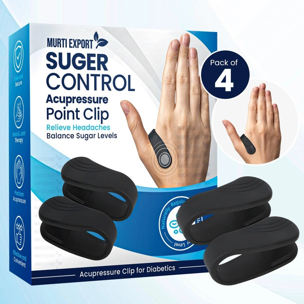 Murti Export Sugar Control LI4 Acupressure Point Clip (4 Piece) - Wearable Hand Massager for Headache, Migraine, Arthritis, and Tension Relief - Ideal for Diabetes Management | Light Weight