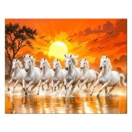 ArtX Canvas Big Size 7 Horses Vastu Frame Wall Art..