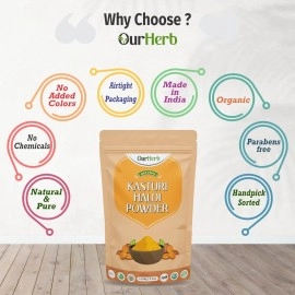 OurHerb Natural Kasturi Haldi Powder for Face Beauty (100g | 3.5 Oz) | Wild Turmeric | Kasturi Manjal for Glowing Skin | 100% Pure, Chemical-Free, Preservative-Free | Skin Care for All Skin Types.