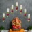 Divyakosh Lotus Hanging 8Pcs - Small 10 Inch | Floral Wall Hangings, Temple Decoration, Backdrop for Pooja Room | Diwali Decor | Offwhite Fabric
