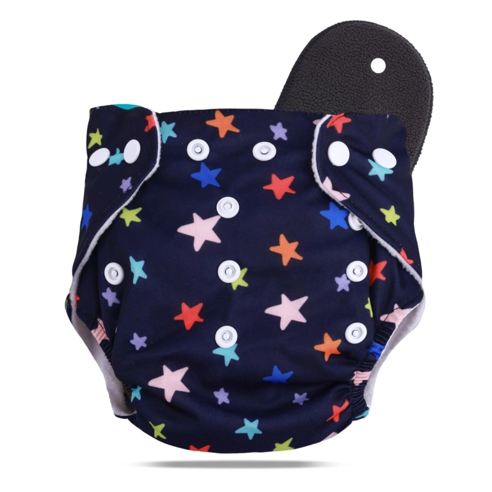 Novo Baby Tillyou Leakage Proof Reusable Cloth Diaper With 5 Layer High absorbent Pad | Reusable Nappies| Freesize for Kids 0-3 Yrs | washable diapers (Star)