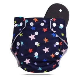 Novo Baby Tillyou Leakage Proof Reusable Cloth Diaper With 5 Layer High absorbent Pad | Reusable Nappies| Freesize for Kids 0-3 Yrs | washable diapers (Star)