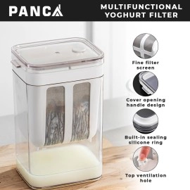 PANCA Hung Curd Strainer Box | Curd Maker and Greek Yogurt Maker - 1100ml Fine Mesh Strainer with Lid | Multifunctional Yoghurt Filter | Curd Maker for Home | Whey Separator