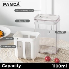 PANCA Hung Curd Strainer Box | Curd Maker and Greek Yogurt Maker - 1100ml Fine Mesh Strainer with Lid | Multifunctional Yoghurt Filter | Curd Maker for Home | Whey Separator