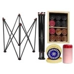 TS PLayy Carrom Board Coins Combo with Box - 8mm Wooden Look, Premium Matt-Finish, with Floral Printed Striker and Disco Powder (Set of 24 Coins)