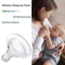 R for Rabbit First Feed Soft Silicone Teat for Glass, PP, and Stainless Steel Bottles (Size - L) Pack of 2