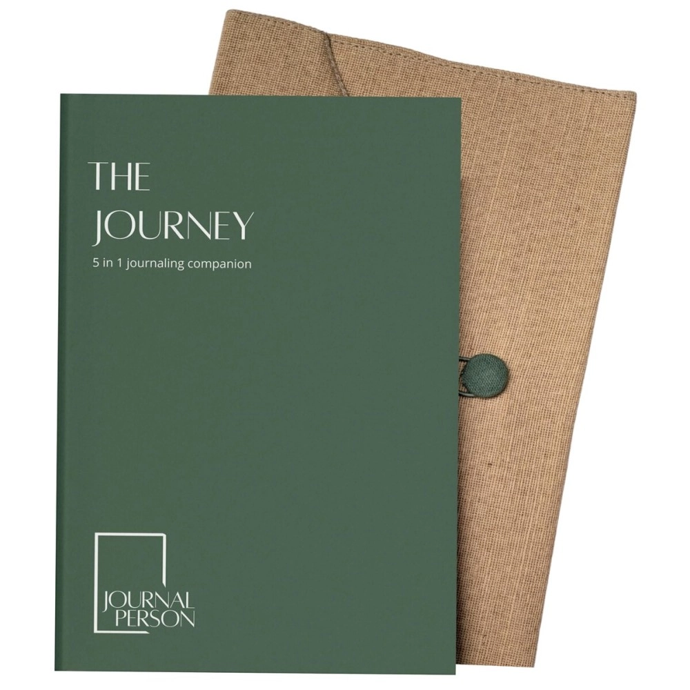 THE JOURNEY Guided Journal Kit - Gratitude journaling, Daily Reflections, Emotional Release, Introspection & Plain Pages - A5 Hardbound Undated journal Diary - Free Fabric Bag, Bookmark, Gratitude