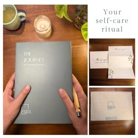 THE JOURNEY Guided Journal Kit - Gratitude journaling, Daily Reflections, Emotional Release, Introspection & Plain Pages - A5 Hardbound Undated journal Diary - Free Fabric Bag, Bookmark, Gratitude