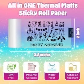 SEZNIK Magic Paper Translucent Self-Adhesive Thermal Paper Rolls Continuous 57Mm Width, 2-Inch Compatible With Most Mini Portable & Pos Printers (Pack Of 3 Rolls)