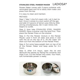 Ladiosa Paneer Maker Steel Paneer Maker Sprout Maker Paneer Mould Tofu Steel Container Sprouts Maker Paneer Maker Strainer Stainless Steel Paneer Press Paneer Strainer Paneer Maker Steel | 400 ml