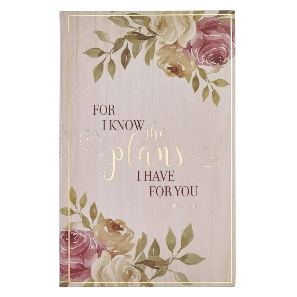 Christian Art Gifts Flexcover Journal | For I Know The Plans - Jeremiah 29:11 Bible Verse | Floral Inspirational Notebook w/128 Lined Pages, 5.5 x 8.5