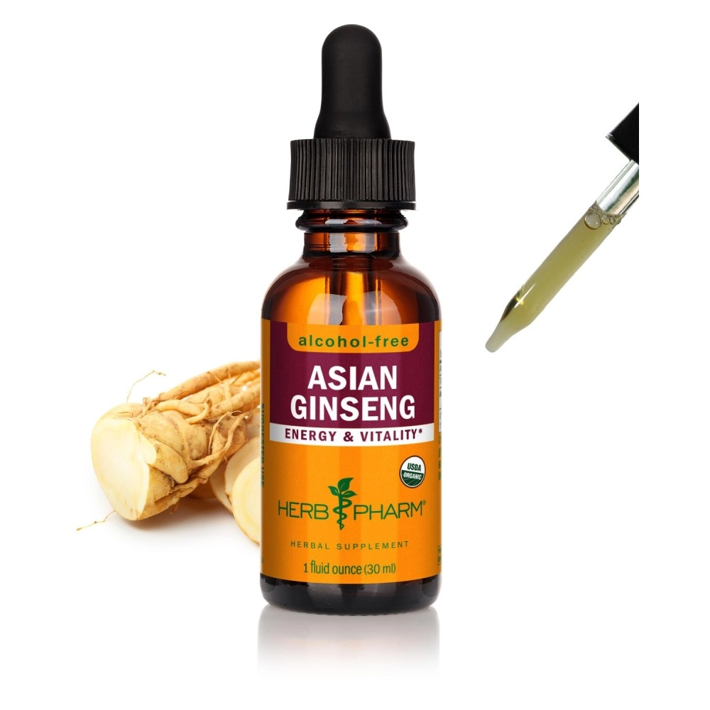 Herb Pharm Asian (Panax) Ginseng Liquid Glycerite for Energy and Stamina, Alcohol-Free Glycerite, 1 Ounce
