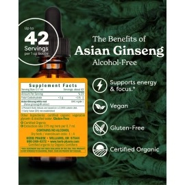 Herb Pharm Asian (Panax) Ginseng Liquid Glycerite for Energy and Stamina, Alcohol-Free Glycerite, 1 Ounce