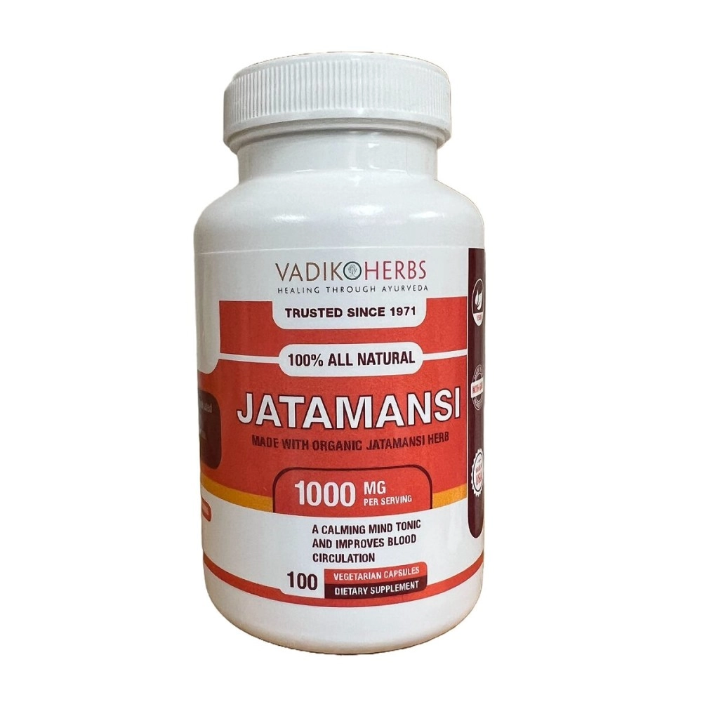 Vadik Herbs Certified Organic Jatamansi Spikenard Root (Nardostachys jatamansi) Powder | Helps to Maintain Healthy Nervous System and Optimal Brain Functions (100 Vegicaps)