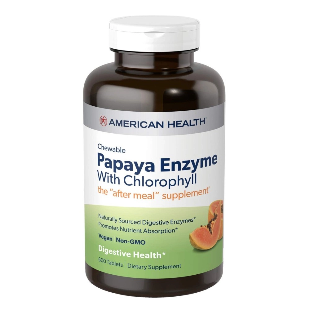 American Health Papaya Enzyme with Chlorophyll Chewable Tablets - 600 Count (200 Total Servings)
