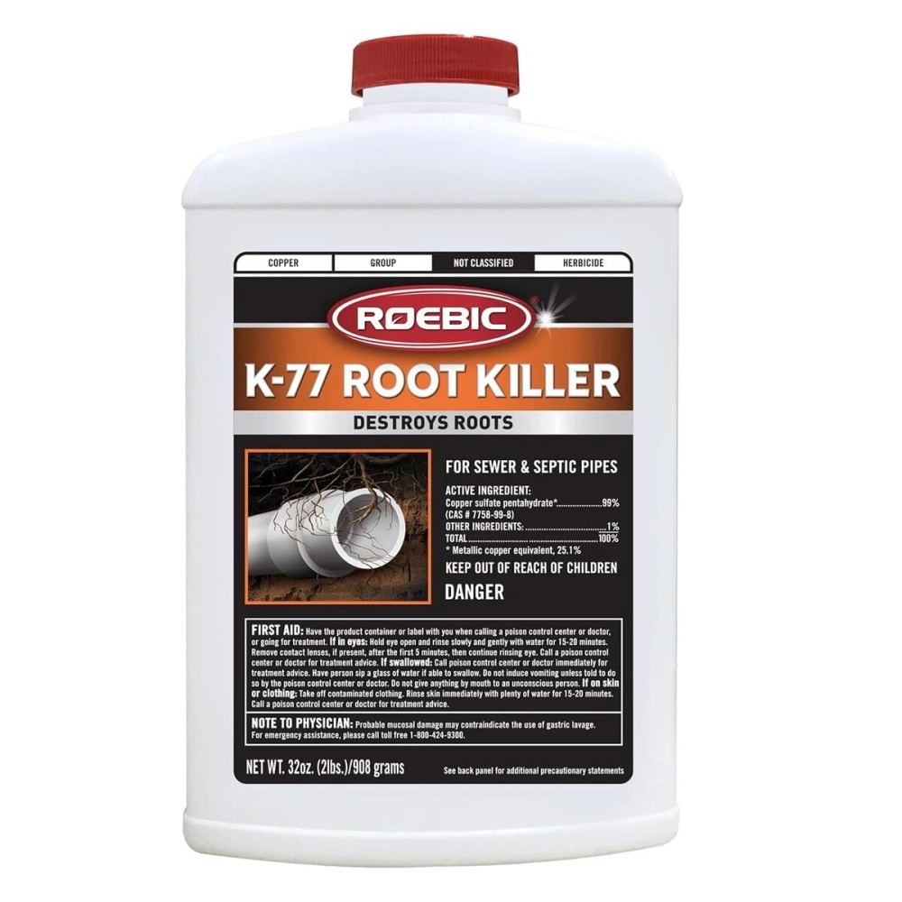Roebic K-77 Root Killer: Clears Pipes, Stops New Growth, Works for Sewer and Septic Systems - 32 Ounce