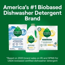 Seventh Generation Dishwasher Detergent Gel Soap, Lemon Scent, 42 Oz. Bottles, Pack of 6, (Packaging May Vary)