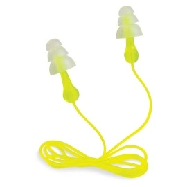 Peltor Sport Tri-Flange Corded Reusable Earplugs, 3 Pair, Noise Reduction Rating (NRR) 26 dB, Comfortable Fit, Ideal For Range, Shooting & Hunting, Washable and Corded, Neon Yellow (97317-10C)