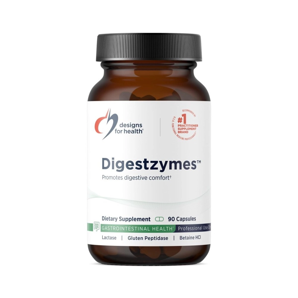 Designs for Health Digestzymes - Digestive Enzymes + Betaine Hydrochloride for Gas & Bloating Relief - Pepsin, Betaine HCI, Ox Bile, Lactase Enzyme & Lipase Enzymes for Digestion (90 Capsules)
