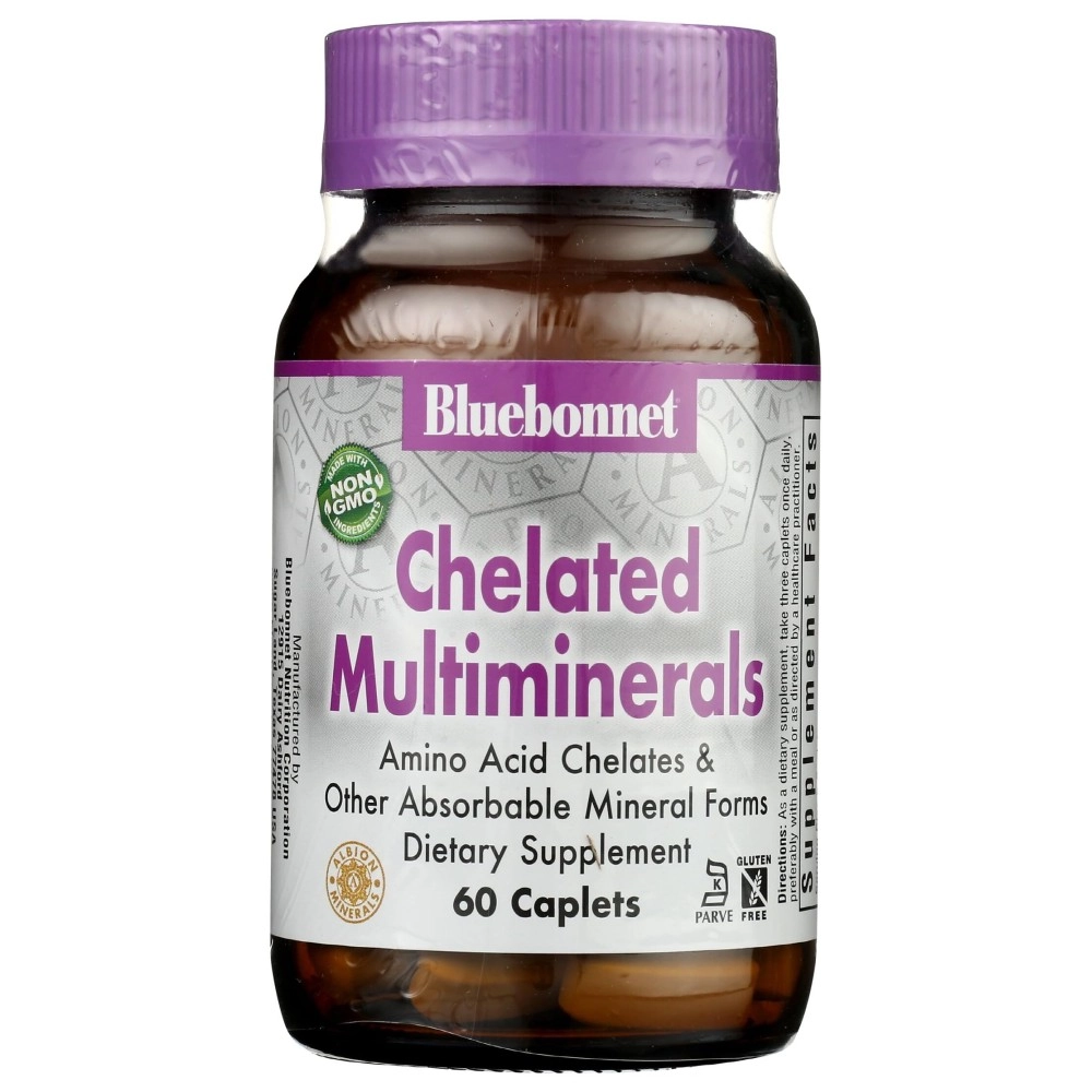 Bluebonnet Nutrition Blue Bonnet High Potency Chelated Multiminerals With Iron Caplets, 60 Count