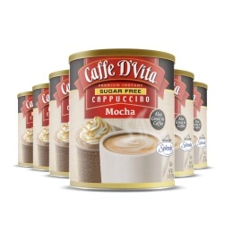 Caffe D\'Vita Sugar Free Mocha Instant Cappuccino, 8.5-Ounce Canisters (Pack of 6)