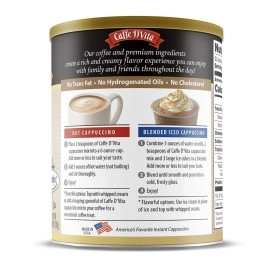 Caffe D\'Vita Sugar Free Mocha Instant Cappuccino, 8.5-Ounce Canisters (Pack of 6)