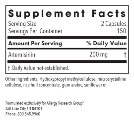 Allergy Research Group - Artemisinin - Microbial Balancer - 300 Vegetarian Capsules