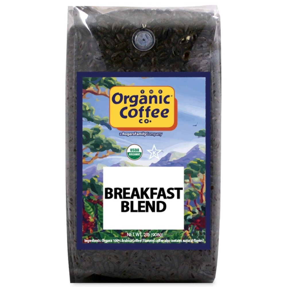 The Organic Coffee Co. Whole Bean Coffee - Breakfast Blend (2lb Bag), Medium Roast, USDA Organic