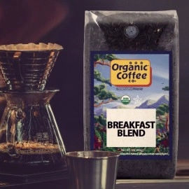The Organic Coffee Co. Whole Bean Coffee - Breakfast Blend (2lb Bag), Medium Roast, USDA Organic