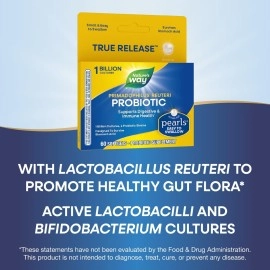 Nature\'s Way Primadophilus Reuteri Pearls Probiotic, Supports Digestion and Immunity, Survives Stomach Acid, 60 Softgels