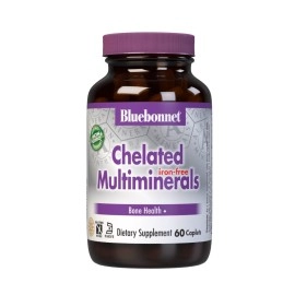 Bluebonnet Nutrition Blue Bonnet High Potency Chelated Multiminerals Iron-Free Caplets, 60 Count