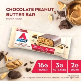 Atkins Protein-Rich Meal Bar Chocolate Peanut Butter, Keto Friendly, 5 Count