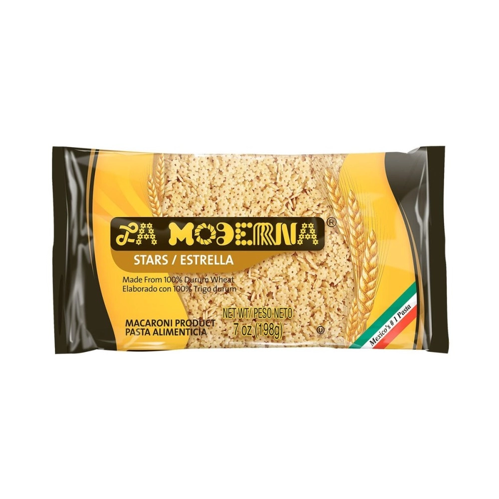 LA MODERNA, Estrella, Pasta, Hecha con Smola de Trigo Durum, Enriquecida con Vitaminas y Hierro, 7 oz