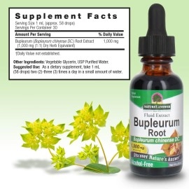 Nature\'s Answer Bupleurum Root Bupleurum Chinense - Natural Herbal Supplement - Gluten Alcohol-Free - Ideal for Liver Immunity Overall Health Wellbeing - 1000mg (1 FL Oz)