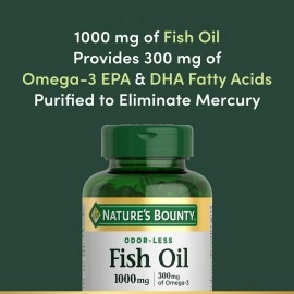 Nature\'s Bounty Fish Oil, Supports Heart Health, Dietary Supplement, 300mg Omega-3, 120 Coated Softgels