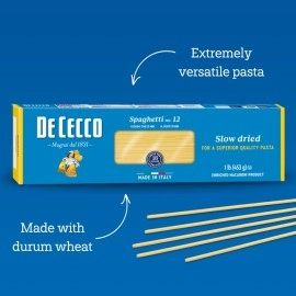 De Cecco Spaghetti No. 12 Pasta, 16 Oz, Authentic, Slow Dried, Made with Durum Wheat, Versatile Pasta for Sauces & Recipes, Made in Italy