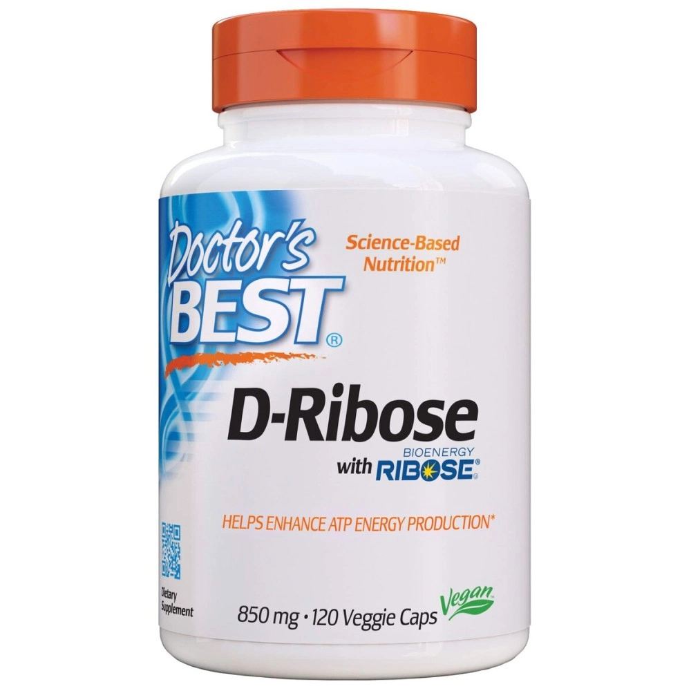 Doctor\'s Best D-Ribose with Bioenergy Ribose, Vegan, Energy Enhancement, 120 Veggie Caps, White (DRB-00193)