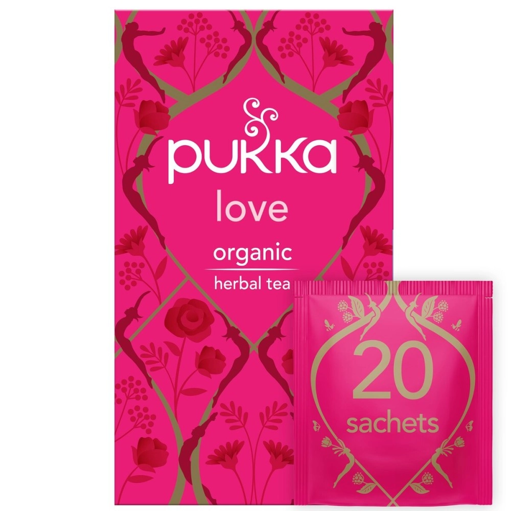 Pukka Herbs Love Organic Herbal Tea with Chamomile, 20 Envelope Teabags