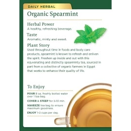 Traditional Medicinals Organic Spearmint Herbal Tea, Healthy & Refreshing, (Pack of 1) - 16 Tea Bags