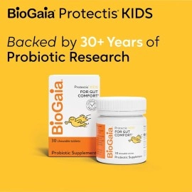 BioGaia Protectis Chewable Tablets for Toddlers, Kids, and Teens Occasional Stomach Pain, Constipation, Diarrhea, and Regularity, 30 Tablets, 1 Pack