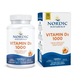 Nordic Naturals Nordic Naturals Vitamin D3 1000, Orange - 1000 IU Vitamin D3-120 Mini Soft Gels - Supports Healthy Bones, Mood & Immune System Function - Non-GMO - 120 Servings