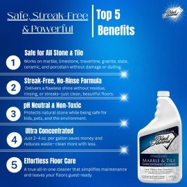 Black Diamond Stoneworks MARBLE & TILE FLOOR CLEANER. Great for Ceramic, Porcelain, Granite, Natural Stone, Vinyl and Brick. No-rinse Concentrate.(1-Quart)