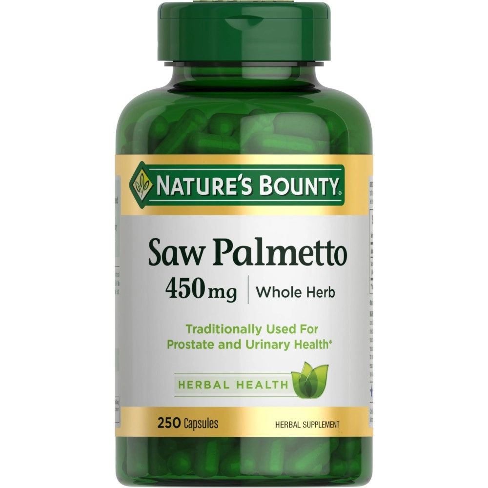 Nature\'s Bounty Saw Palmetto Support for Prostate and Urinary Health, Herbal Health Supplement, 450mg, 250 Capsules