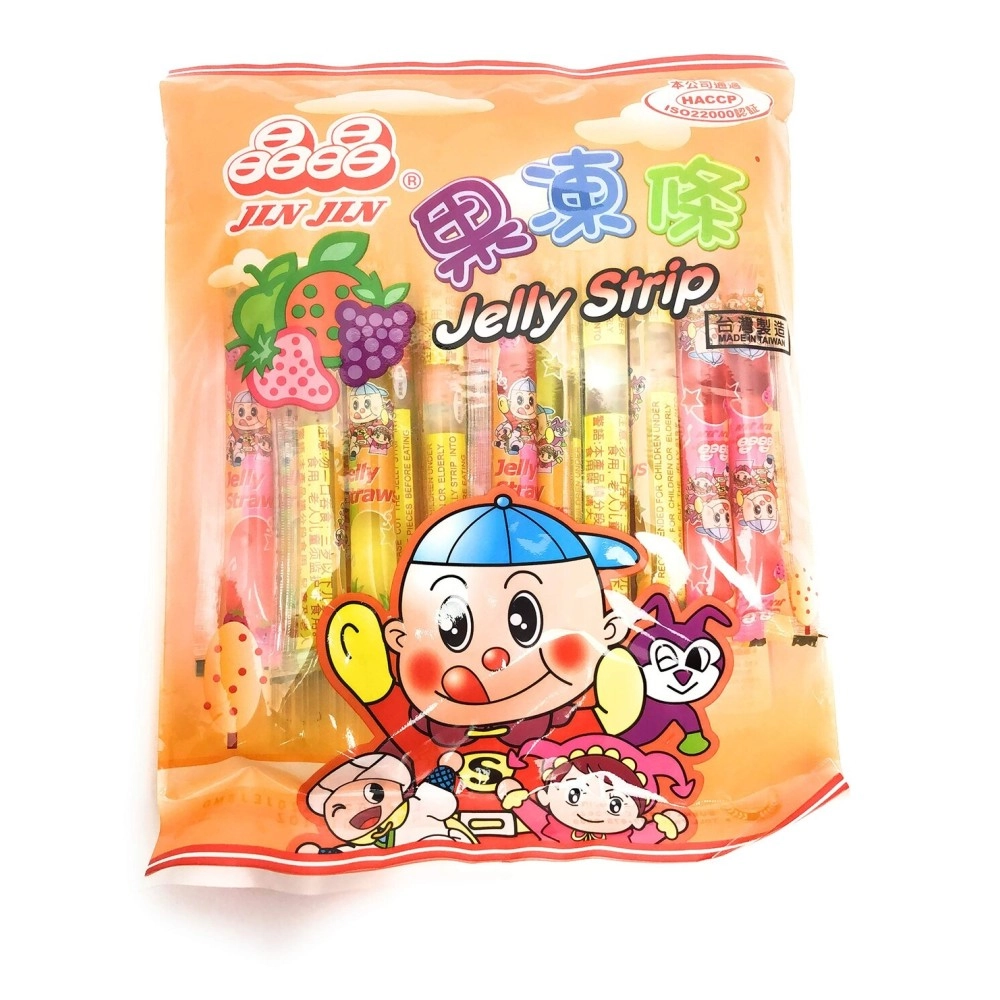 Jinjin Jin Jin - Jelly Strip (Jelly Filled Straws in Assorted Flavors) - Net Wt. 14.7 Oz.
