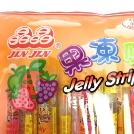 Jinjin Jin Jin - Jelly Strip (Jelly Filled Straws in Assorted Flavors) - Net Wt. 14.7 Oz.
